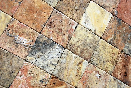Scabos Travertine 4 X 4 Tile, Tumbled - Box of 5 sq. ft.