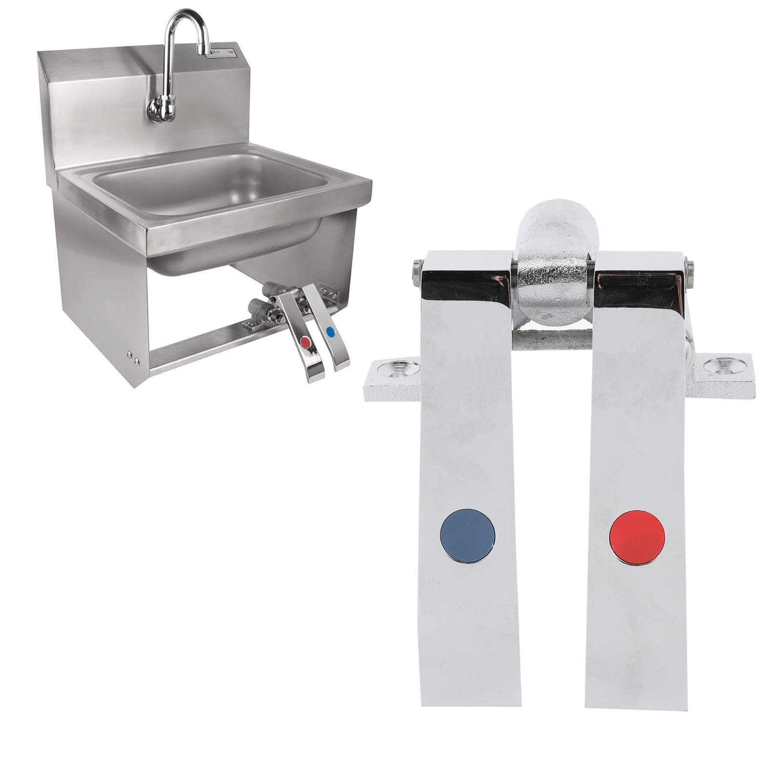Valvola a Pedale per Rubinetto, Filettatura G1/2 Rubinetto per Valvola in Ottone Accessori per Rubinetti per Mensa Ristorante Dell'hotel Bar (Valvola a ginocchio a doppia temperatura)