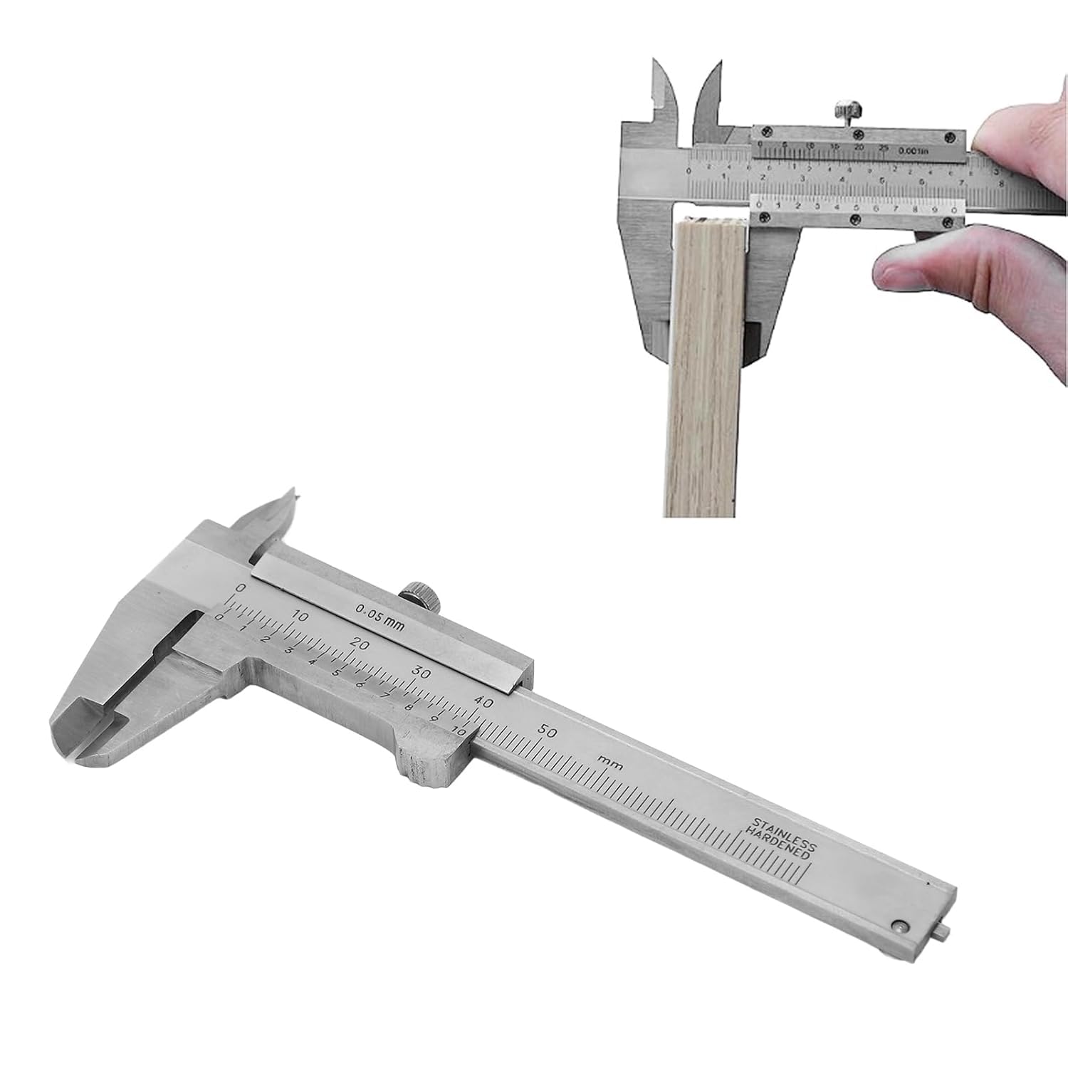 Pied A Coulisse Vernier 50mm, Mini Pied à coulisse avec Verseur, portable pied coulisse de précision en acier inoxydable, pour ménages bijoux pièces de monnaie pierres précieuses antiquités