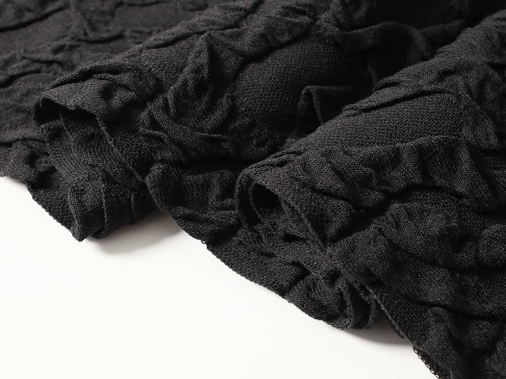 LUKX Röcke Damen,Damen-Minirock Schwarz Elastischer Jacquard-Strick-Faltenrock Mit Hoher Taille Vintage A-Linie Swing Geraffter Eleganter Herbst-Winter-Kurzrock Für Mädchen Damen