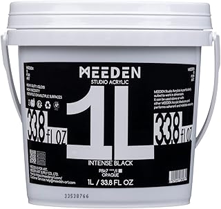 MEEDEN Intense Black Acrylic Paint: 1 L /33.8 oz Heavy Body Gloss Non-Toxic - Professional Art Paints for Canvas, Wood, Cr...