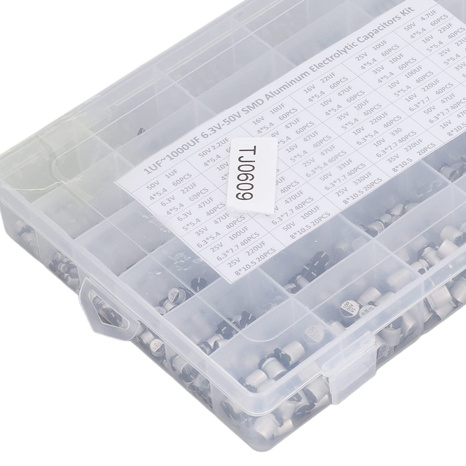 Juego de Condensadores Electrolíticos SMD de 1520 Piezas, 36 Valores, 1uF-1000uF, Aluminio, con Caja de Almacenamiento