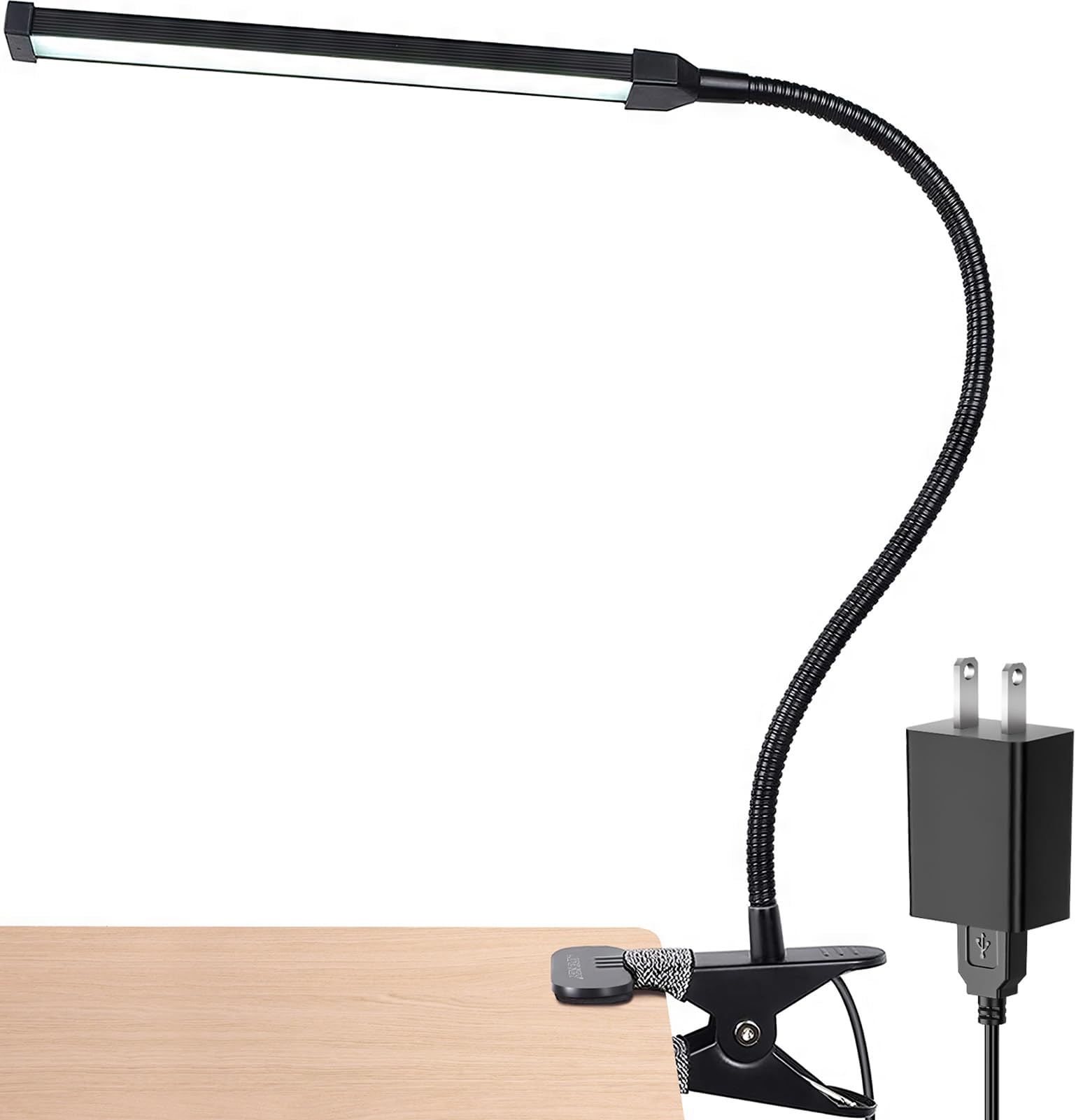 LEPOWER Led Clip on Light, 5W Reading Lights for Books in Bed with Gooseneck, Adjustable Color Temperature Clip Lamp, Ideal for Bedtime Reading and Piano Light, Metal, Black