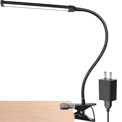 LEPOWER Gooseneck Lamp for Night Reading 6W Light Color Temperature LED Clip on Light / (Black)