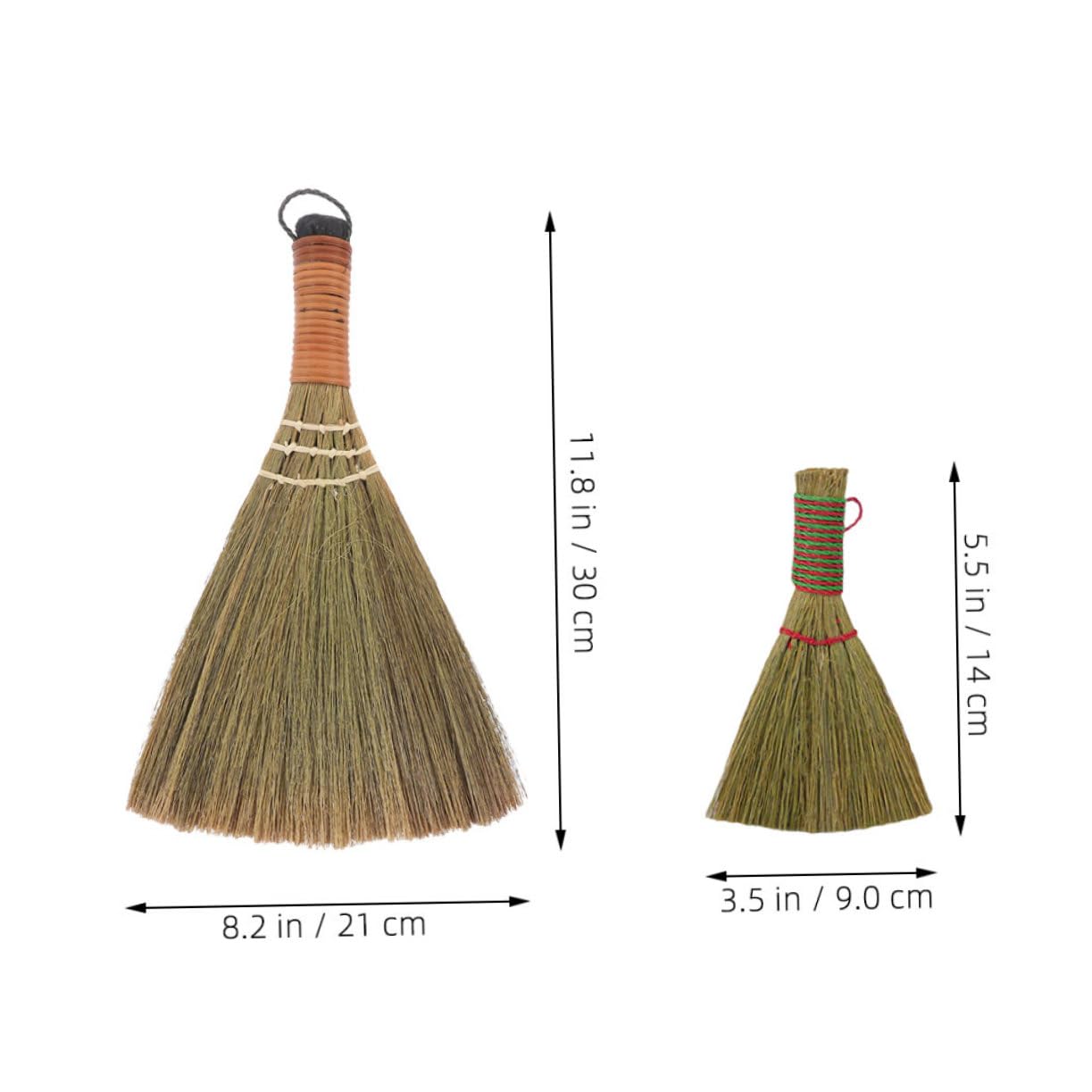 OFFSCH Handheld Small Broom and Dustpan Set Natural Grass for Gentle Floor Cleaning