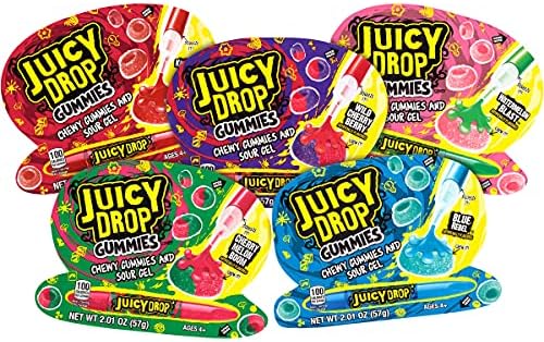 Juicy Drop Sour Candy Gummies 16 Ct Sweet Chewy Candy w/Sour Gel