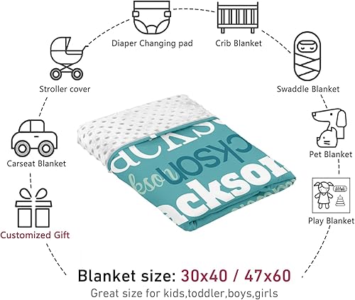 Miniatura 7 de Mantas personalizadas con nombre de bebé, manta de bebé súper suave y transpirable para recién nacidos unisex, mantas personalizadas con nombre,