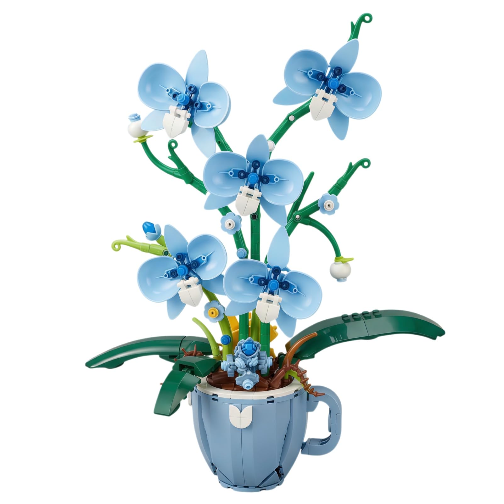 OHiZVZV Blue Orchid Building Kit for Adults, 567-Piece Botanical Flower Building Block Set, DIY Artificial Orchid Plant for Home Office Decoration, Relaxing Gift Idea (12.9 x 9.8 x 6.8 Inch)