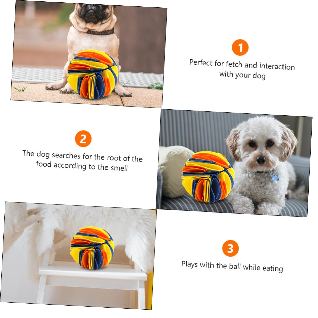 BESPORTBLE 3stücke Interaktiver Snuffle Ball Für Hunde Langsame Futtervergabe Mit Versteckten Leckerlis Aus Robustem Filz Für Kleine Und Große Haustiere