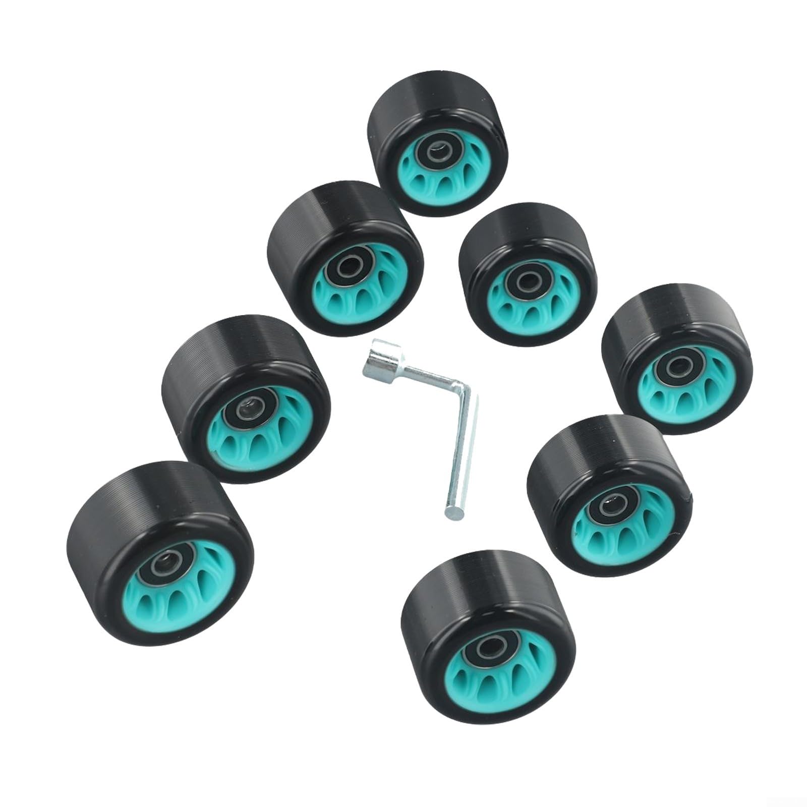 Lot de 8 roues de patins à roulettes pour skateboard à double rangée et quad avec matériau PU et roulements en acier au carbone, adaptées pour les surfaces asphaltées et de parc (noir (bleu (88A))