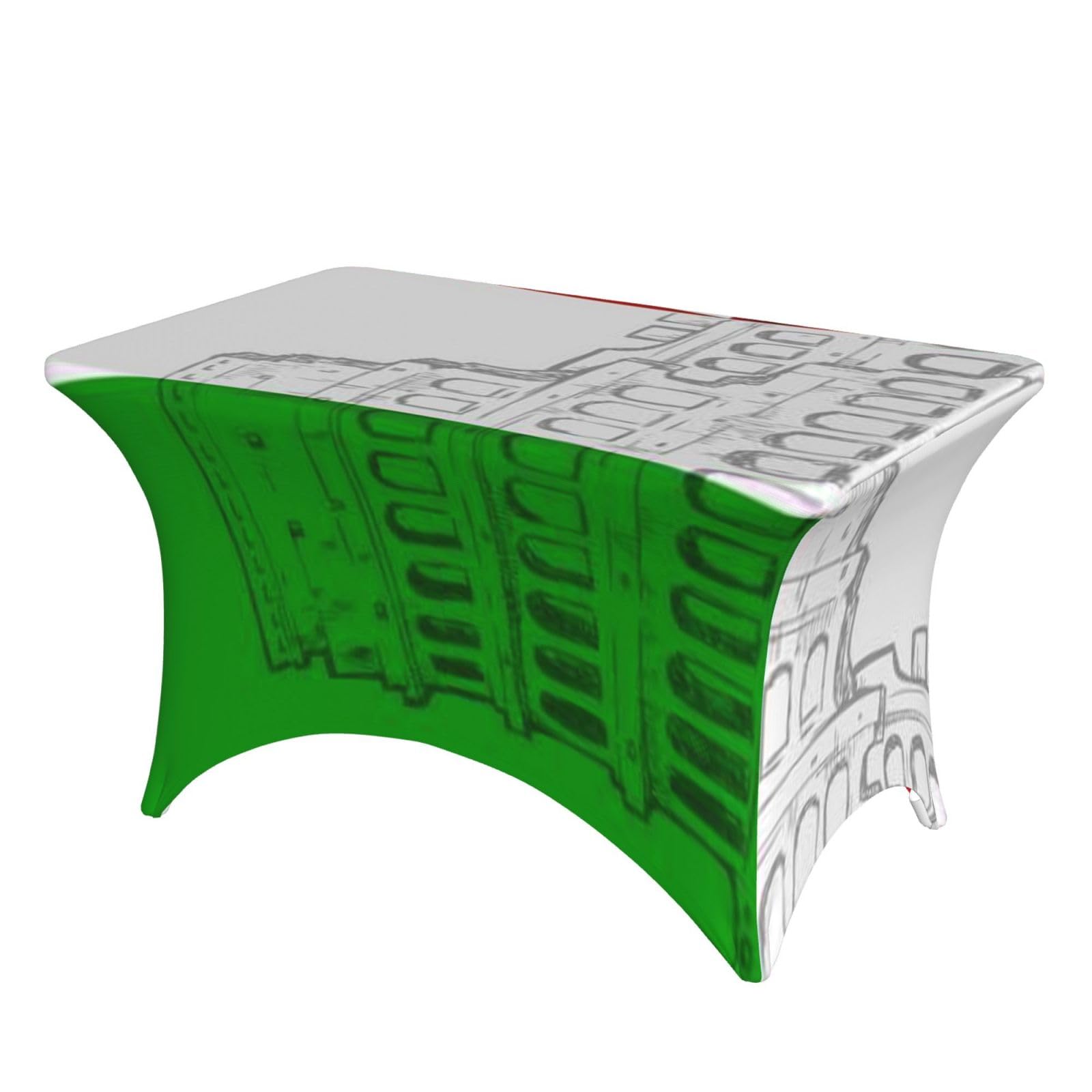 Dcehgew Roman Colosseum Italian Flag 4Ft Spandex Rectangular Table Cloth, Printed Fitted Elastic Tablecloths Washable Table Cover For Event, Wedding, Banquet & Party