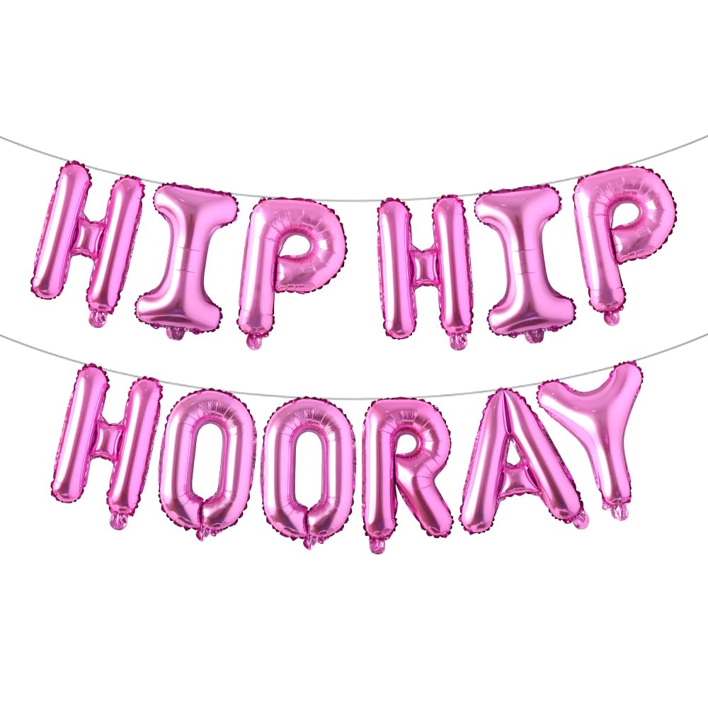 Hip Hip Hooray Balloon Banner - Hip Replacement Surgery Recovery Decor, Encouraging Hospital Room Banner, Hooray Party Decorations (HIP HIP HOORAY Rose Red)