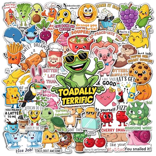 HIZILY 50 Pcs Funny Pun Stickers Waterproof Hilarious Punny Sticker Motivational Incentive Vinyl Decal Water Bottle Laptop Notebook Skateboard Fridge Scrapbook Gifts for Adults Friends Women
