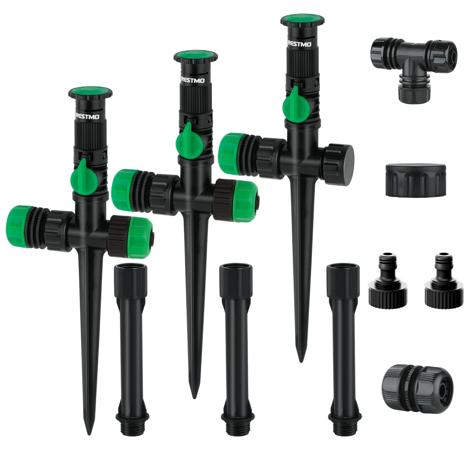 RESTMO Set di 3 irrigatori da giardino, set di irrigatori per prato fai da
