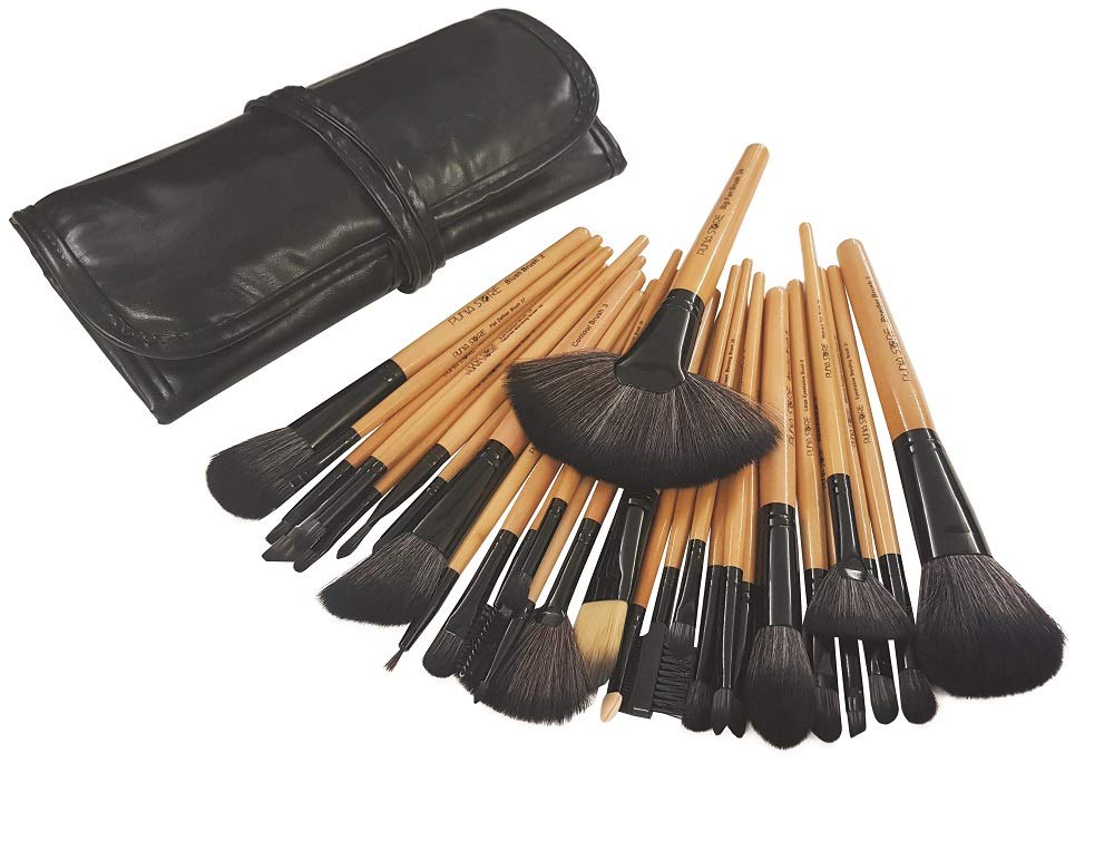 Puna Store 30 Piece Bamboo Makeup brush Set Premium Synthetic Makeup Brushes Cruelty Free Vegan Brushes, Kabuki Foundation
