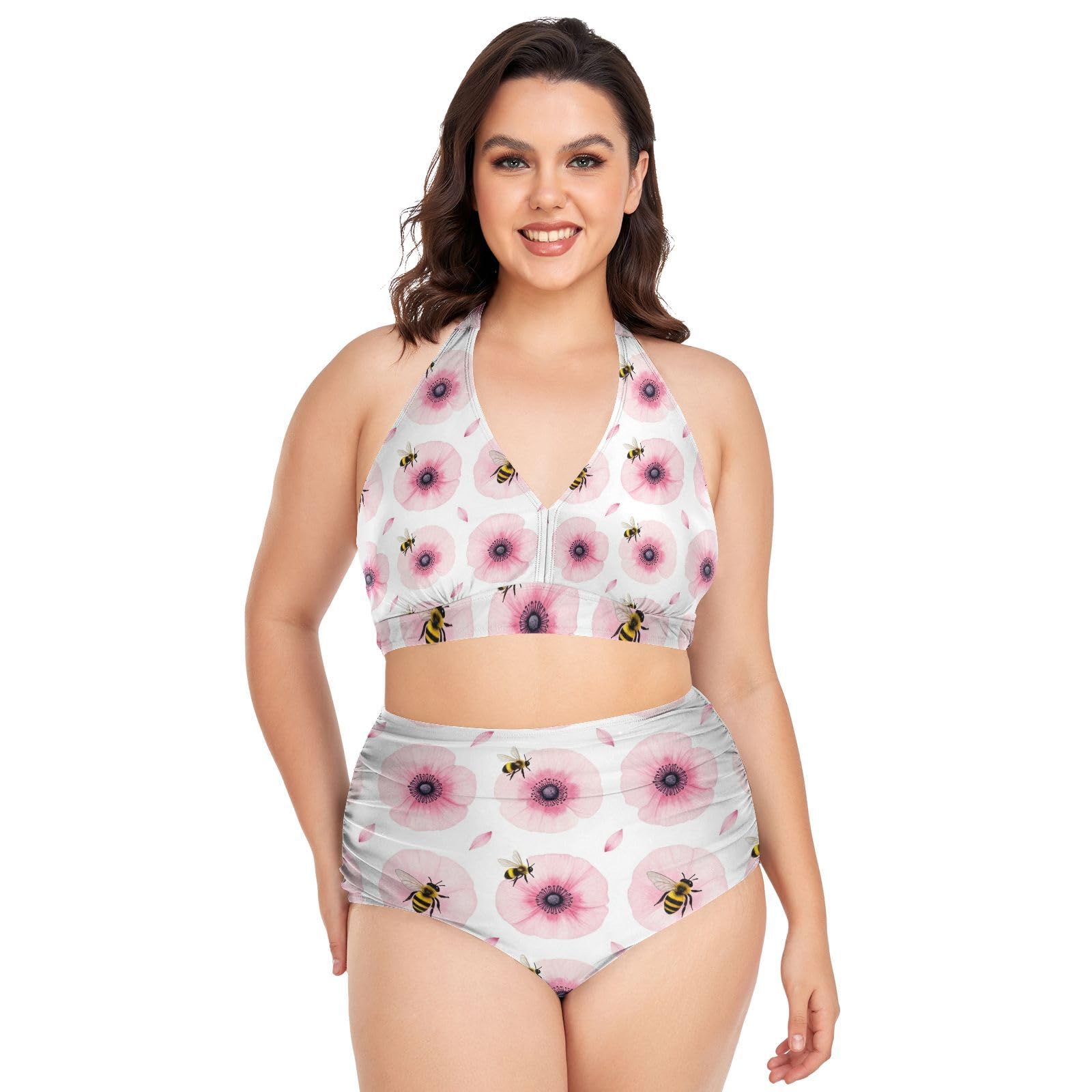FRODOTGV Curvy - Costume da bagno a due pezzi da donna, taglia L-4XL