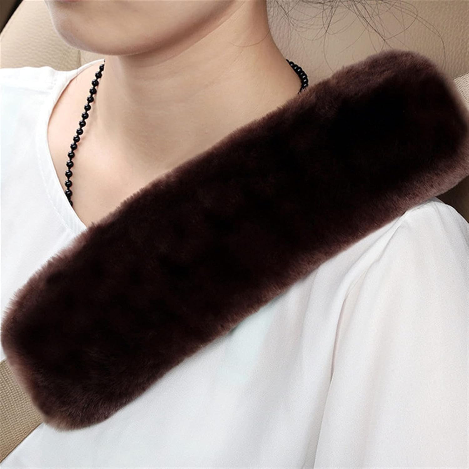 2 Sztuk Sheepski Auto Osłona Pasa Bezpieczeństwa, Podkładka Pasa Bezpieczeństwa Na Ramię Do Samochodu, Ciężarówki, Suv, Airplae, High Desity Soft Wool Camera Plecak Strapy, Brown 2, 10.6 x 2.8 in
