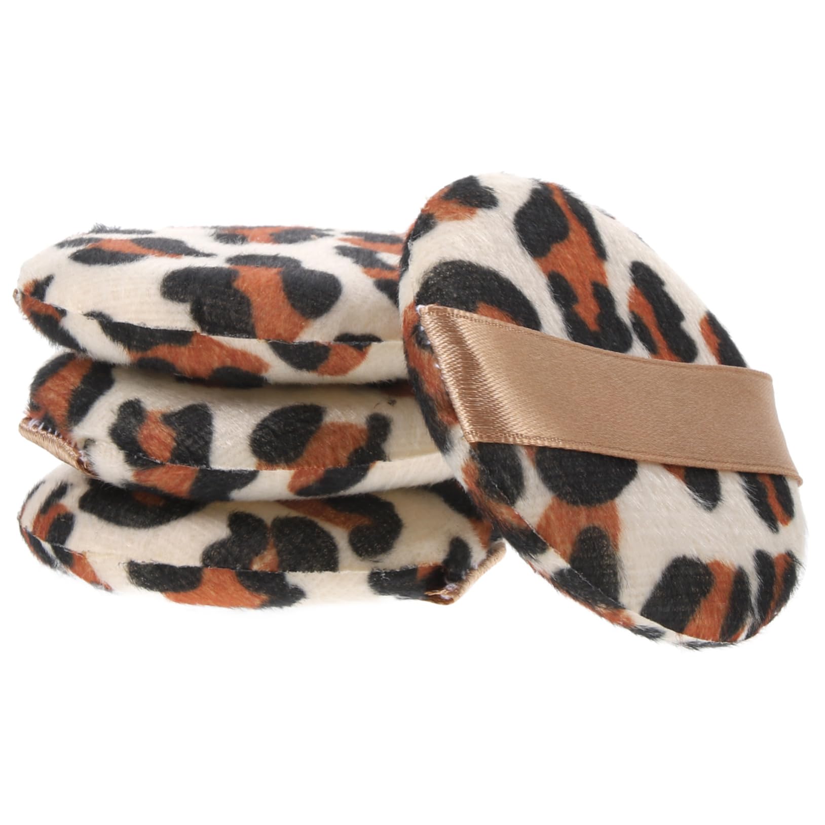 BESTYASH 4pcs Velvet Leopard Print Powder Puff Makeup Tools for Face Eyes Setting Powder Puffer Soft Fluffy Velvet Makeup Applicators for Natural Look