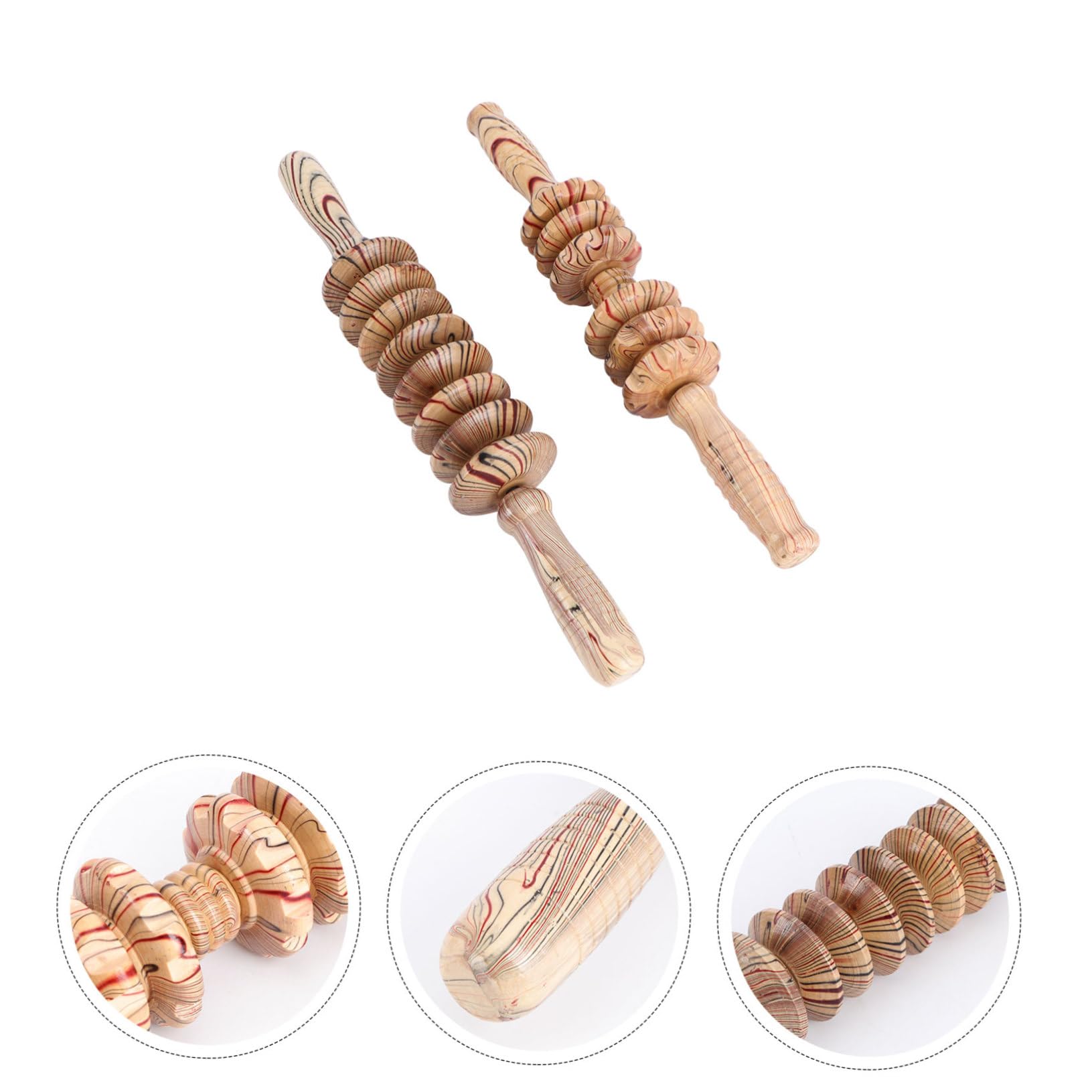 Masajeador Muscular de Madera 9 Ruedas, 2 Piezas para Abdomen