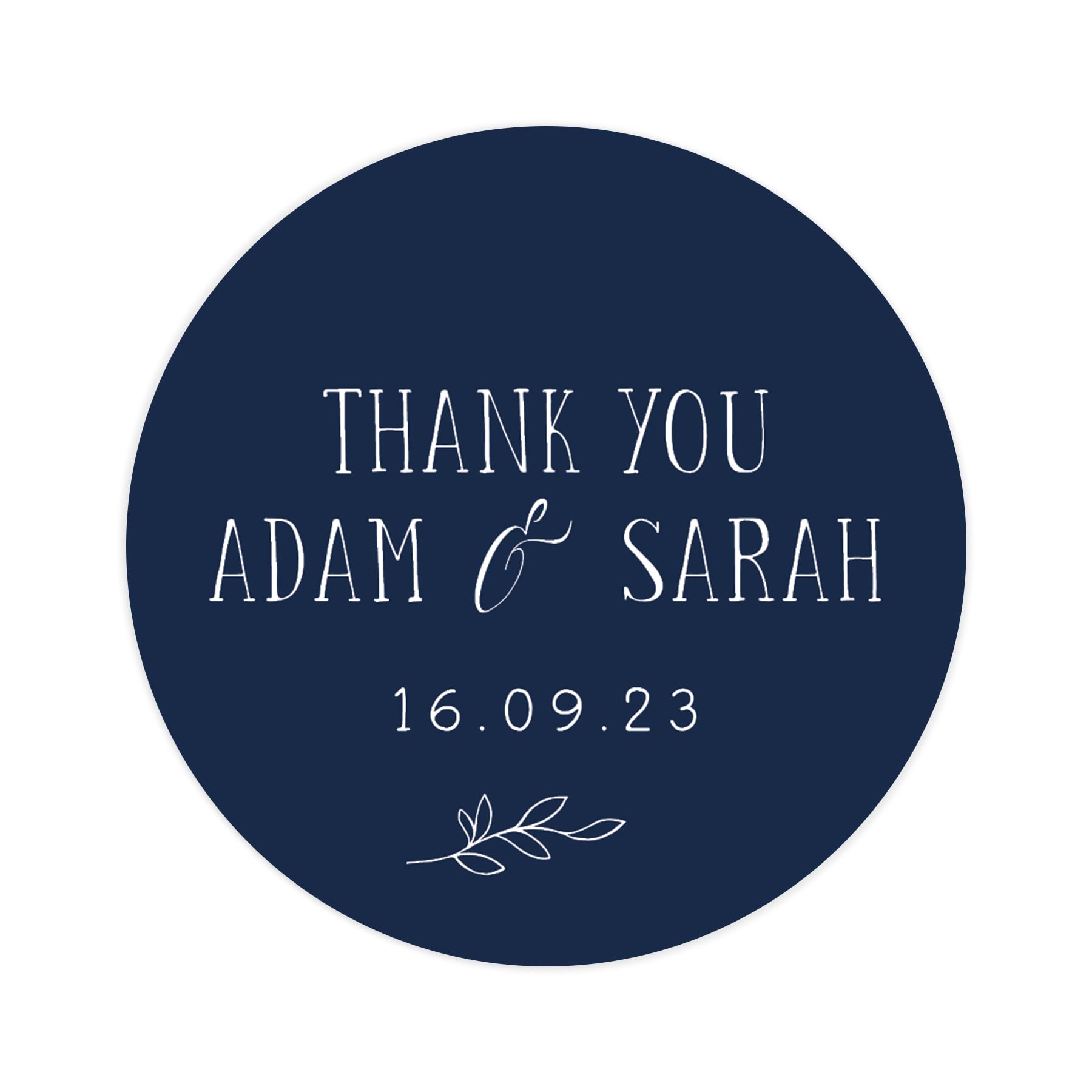 Personalised wedding stickers | thank you wedding labels | 12 colours - favor sticker thanks | wedding favors thank you stickers | 35 round stickers (Navy)