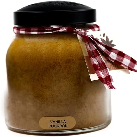 A Cheerful Giver - Vanilla Bourbon - 34oz Papa Scented Candle Jar with Lid - Keepers of The Light - 155 Hours of Burn Time, Gift for Father's Day, Brown