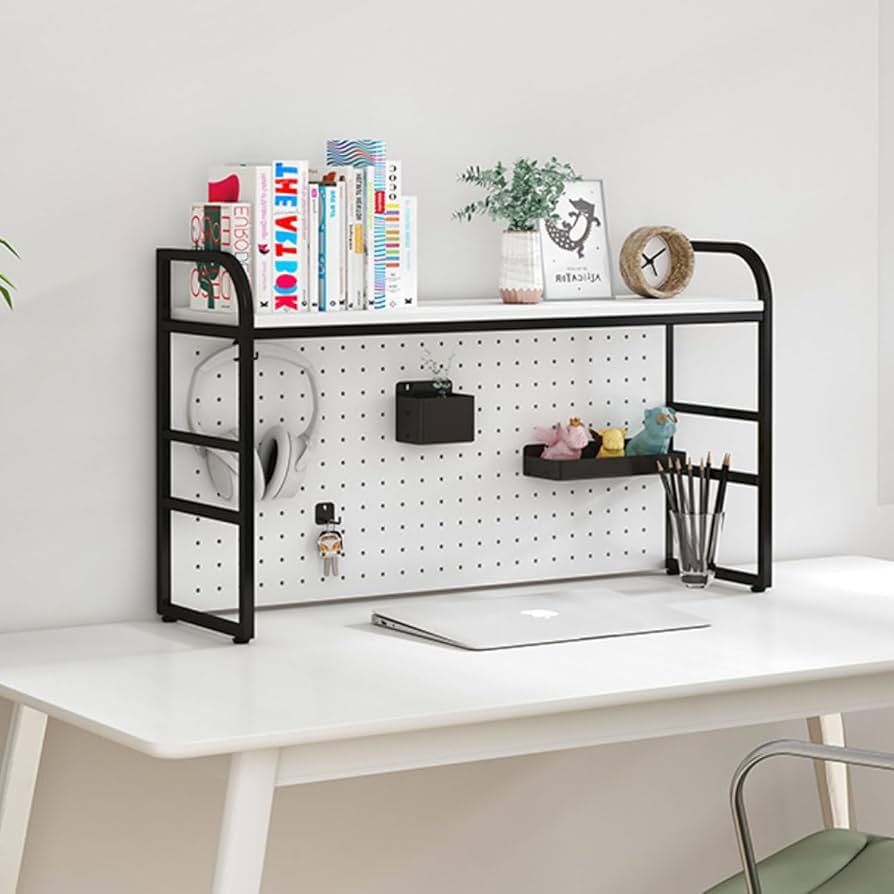 机上ラック 本棚 有孔ボード デスクシェルフ ラック 2段 幅80×高さ63 Amazon.co.jp: AOVOCO 机上ラック 本棚 有孔ボード デスク