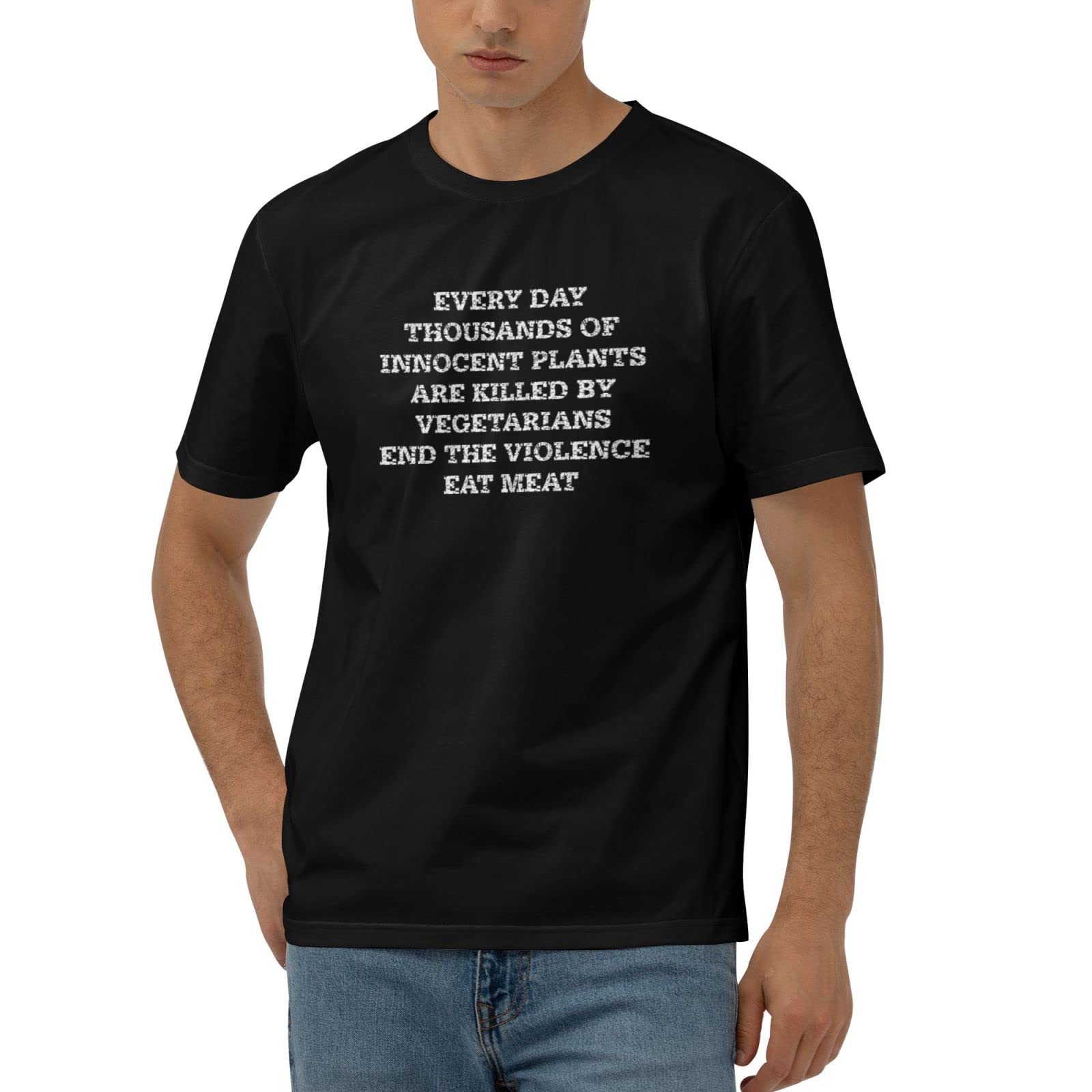 Funny T Shirts for Women Every Day Thousands of Innocent Plants are Killed by Vegetarians,End The Violence Eat Meat T-Shirt Novelty Tshirts Mens T Shirts Graphic Funny(M)