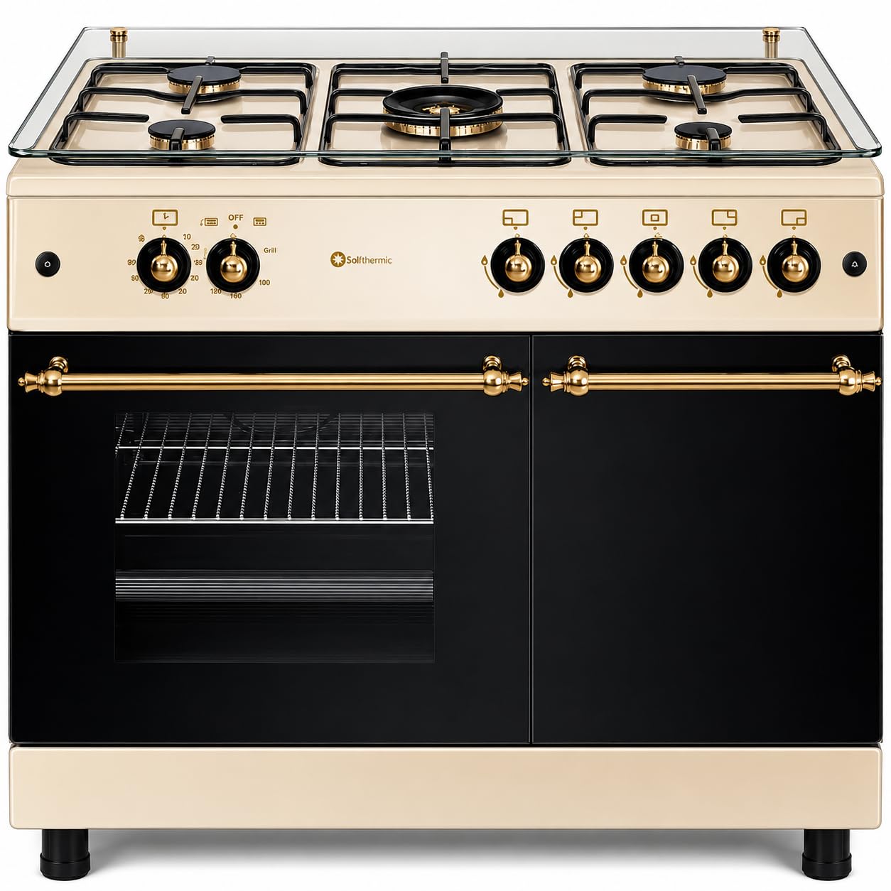 SOLTHERMIC COMBO PACK CREMA COCINA PORTABOMBONA Y CAMPANA (90 CM) / HORNO GRAN CAPACIDAD / 5 QUEMADORES ""ALTA GAMA""