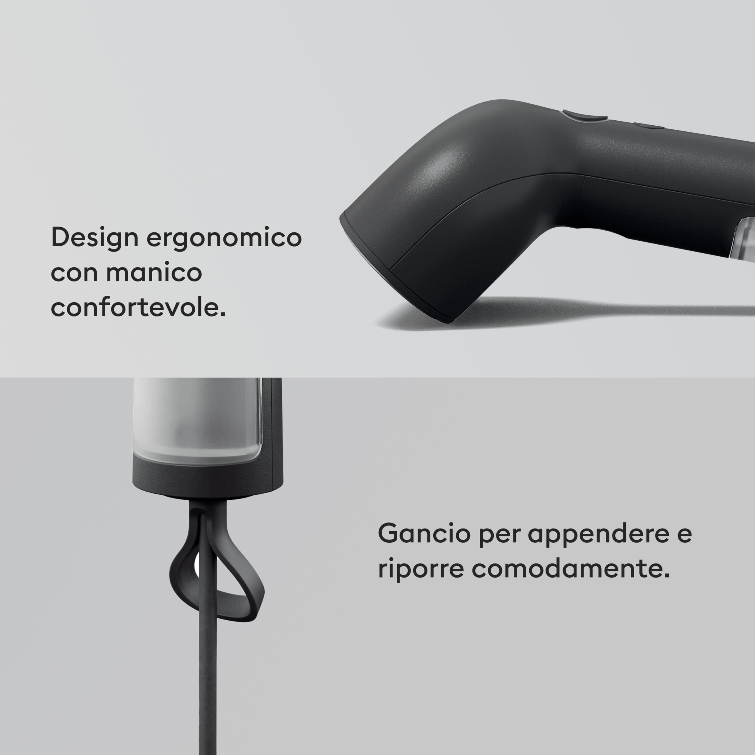 Steamery Ferro da stiro a vapore portatile Cirrus X, 1200 W, emissione di vapore 20 g/min, riscaldamento in 20 secondi, portatile, stile minimalistico, design scandinavo, Nero