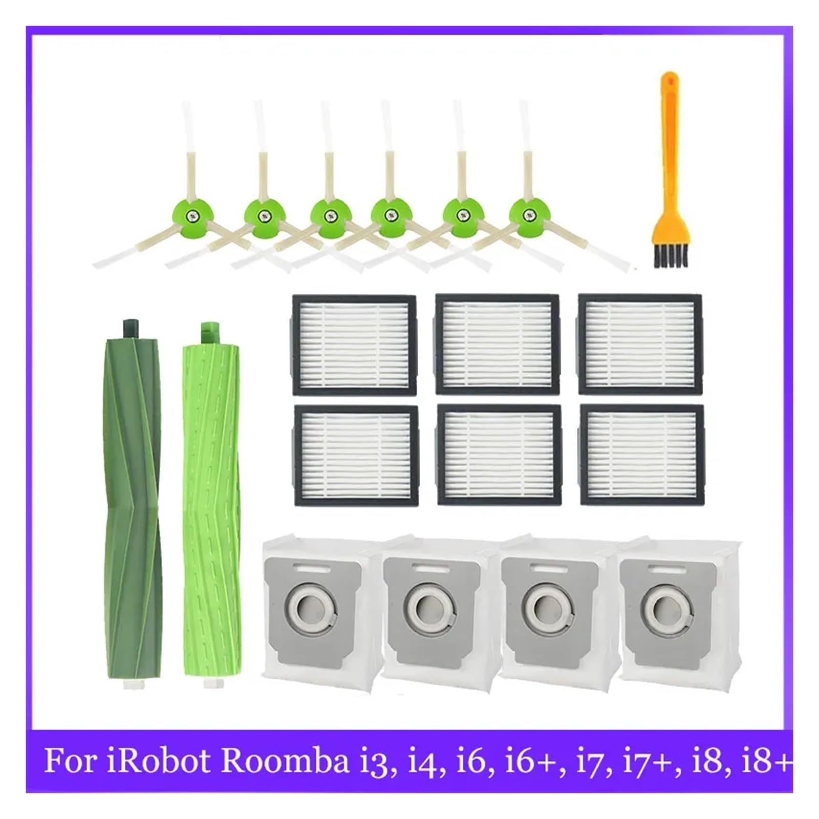 Spazzola laterale principale for aspirapolvere, Compatible With, Roomba I3 I4 I6 I6+ I7 I7+ I8 I8+ E5 E6 E7 Sostituzione filtro parte spazzole e filtro per aspirazione(7)