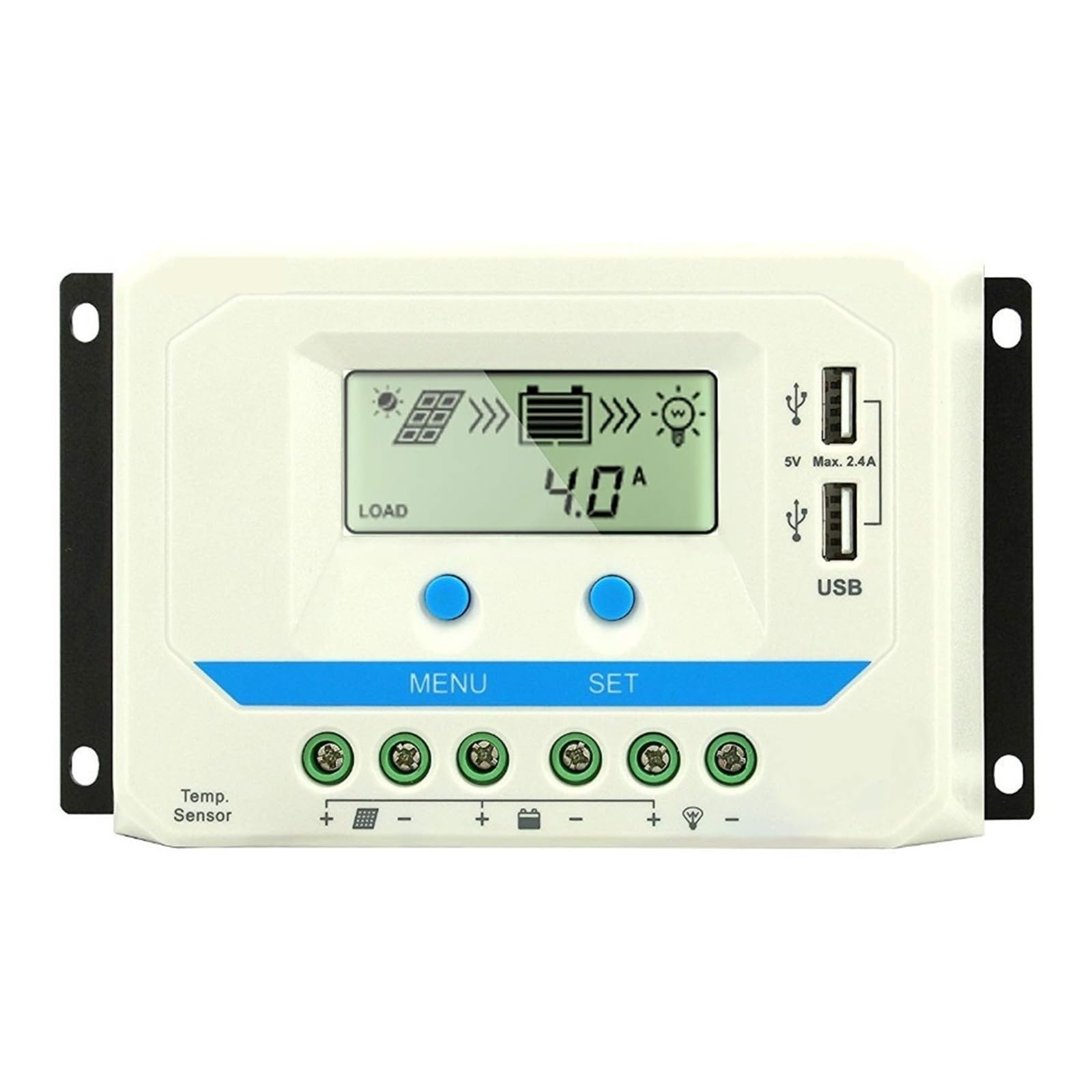 Regolatore Di Carica Solare 60A 45A 30A 20A 10A 12V 24V Retroilluminazione Automatica LCD Del Pannello Dual USB(30A)