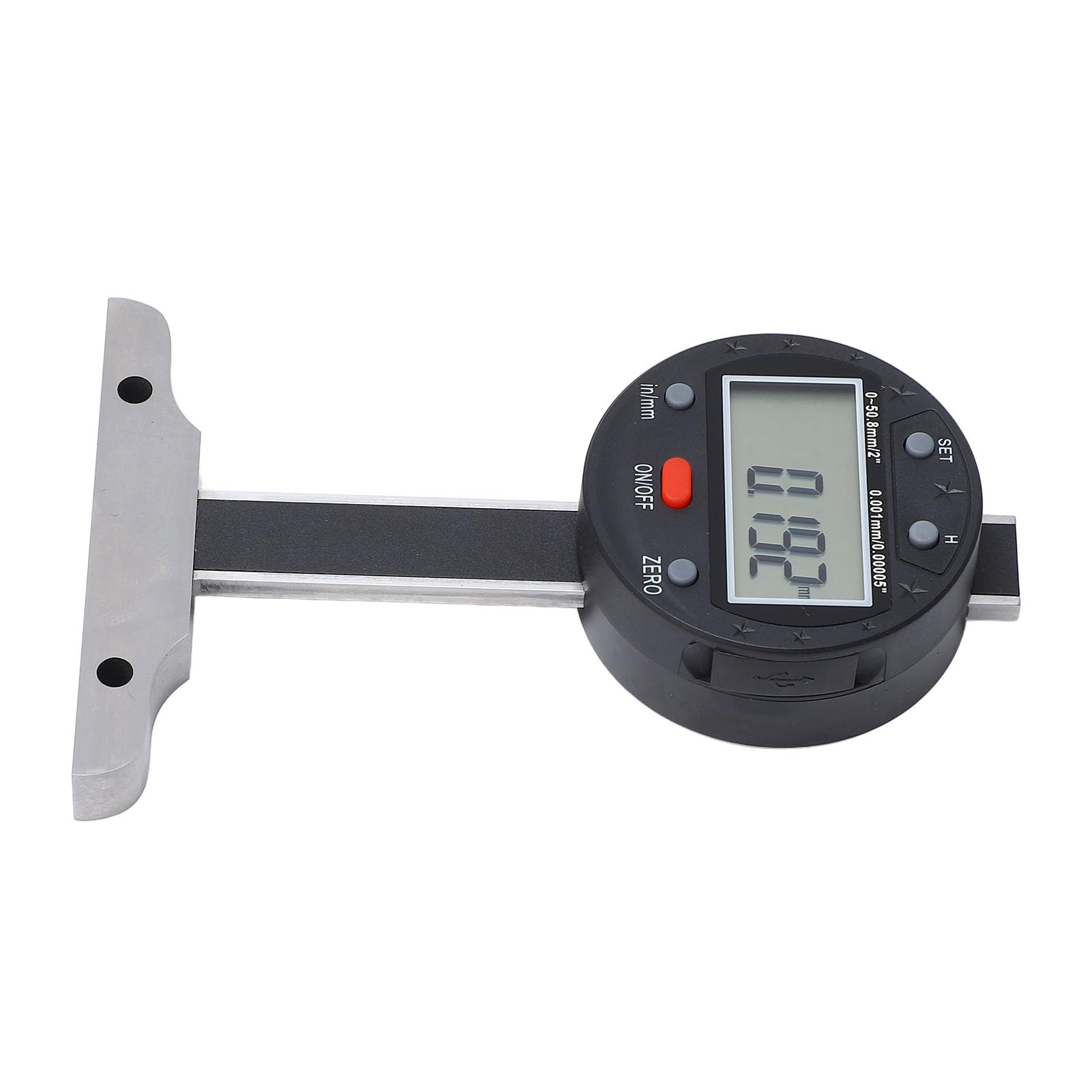 KIMISS Micrómetro Digital de Calibre de Profundidad de 0 a 50,8 Mm para Mediciones Precisas, Herramienta de Medición Electrónica de Alta Precisión con Puerto USB