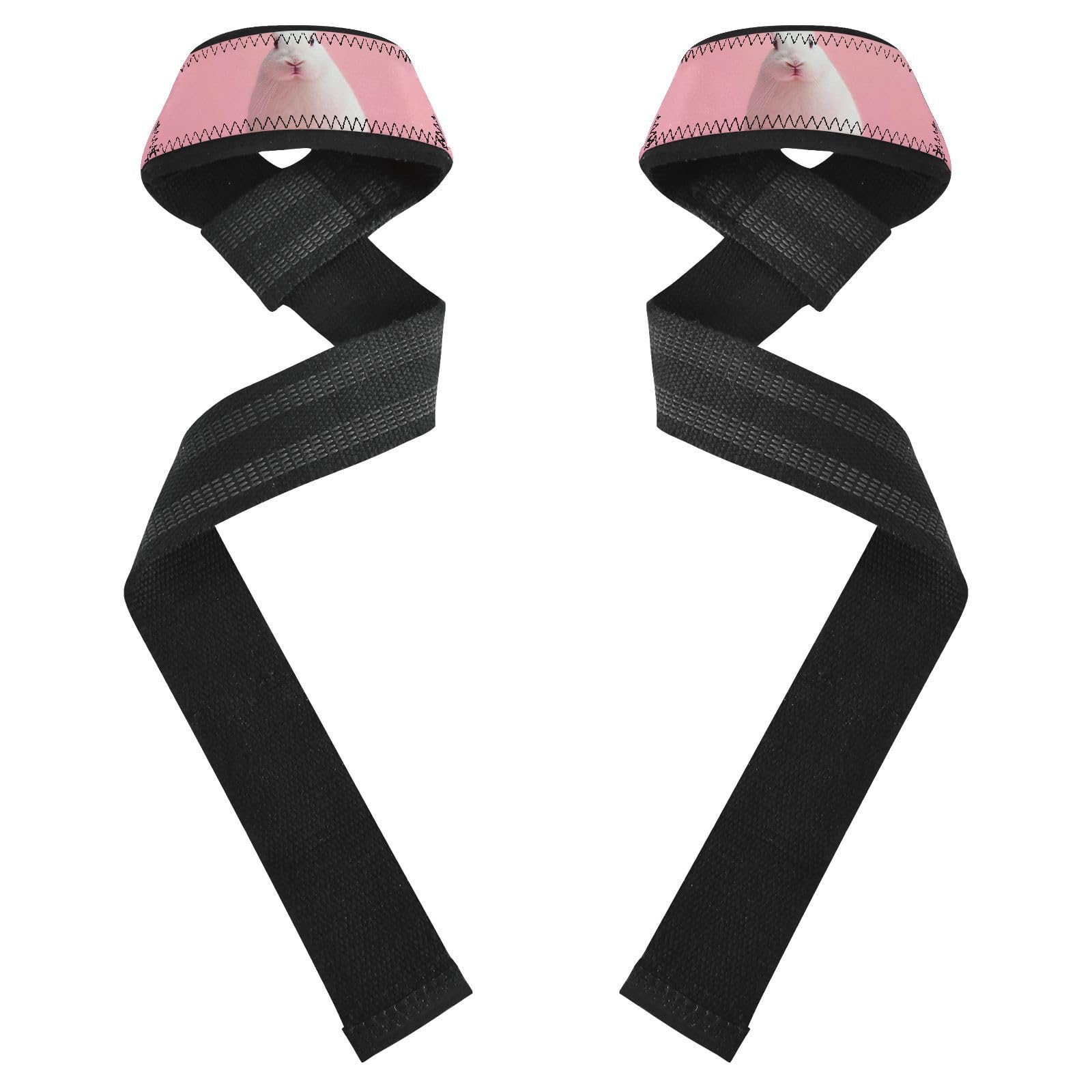 Nander Cute Rabbit Wrist Straps for Weightlifting,Lifting Straps with Neoprene Cushioned Wrist Padded and Anti-Skid Silicone for Strength Training,Bodybuilding,Deadlifting