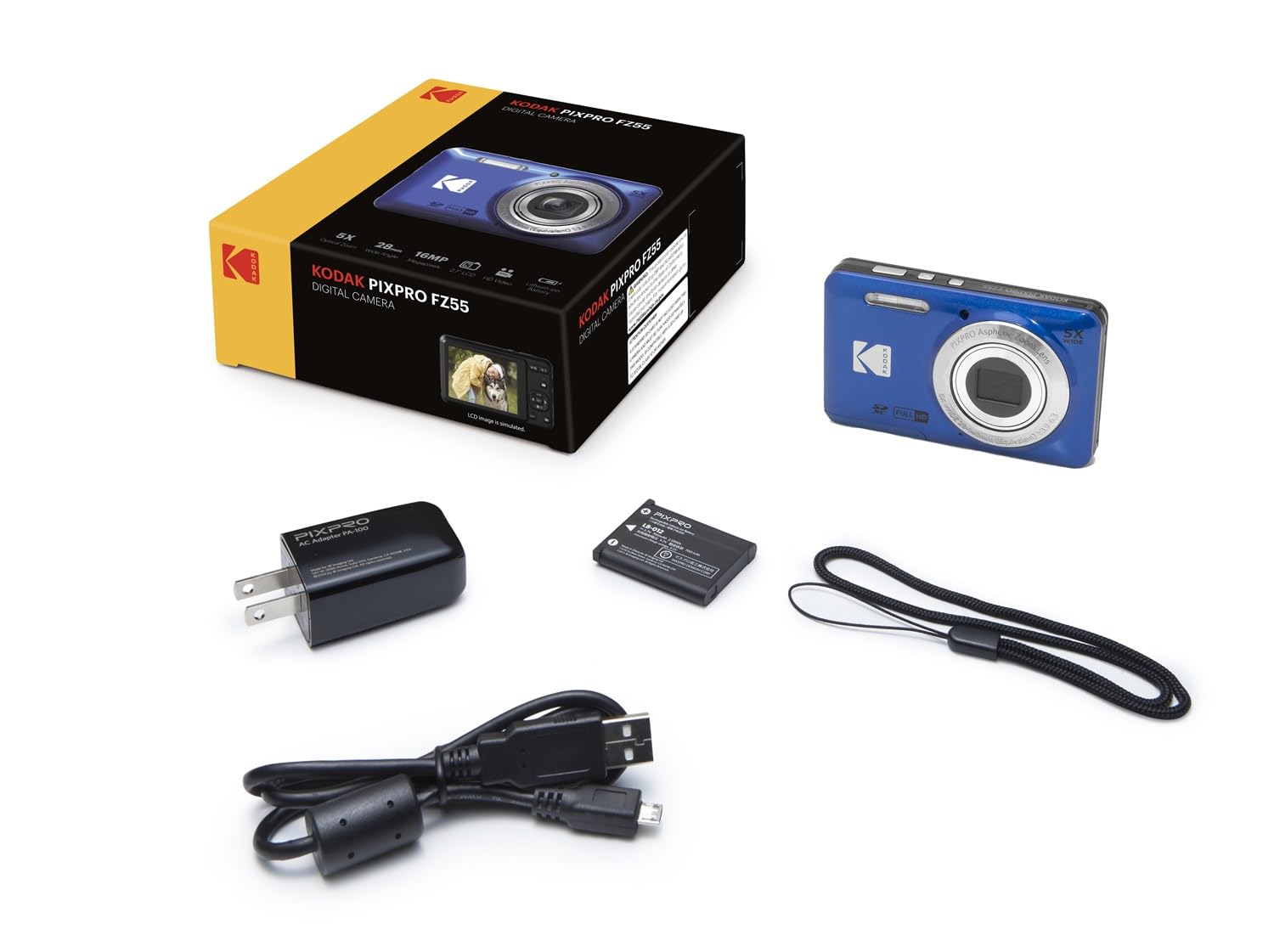 Amazon | Kodak PIXPRO FZ55 デジタルカメラ(ブルー) + 32GB メモリー
