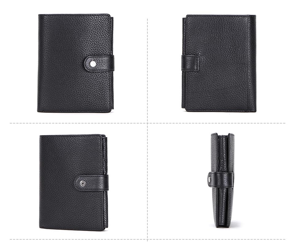 Image of Sam's Design Genuine Leather Wallet Vintage Male Compact Purse Card Holder Small Wallet Black