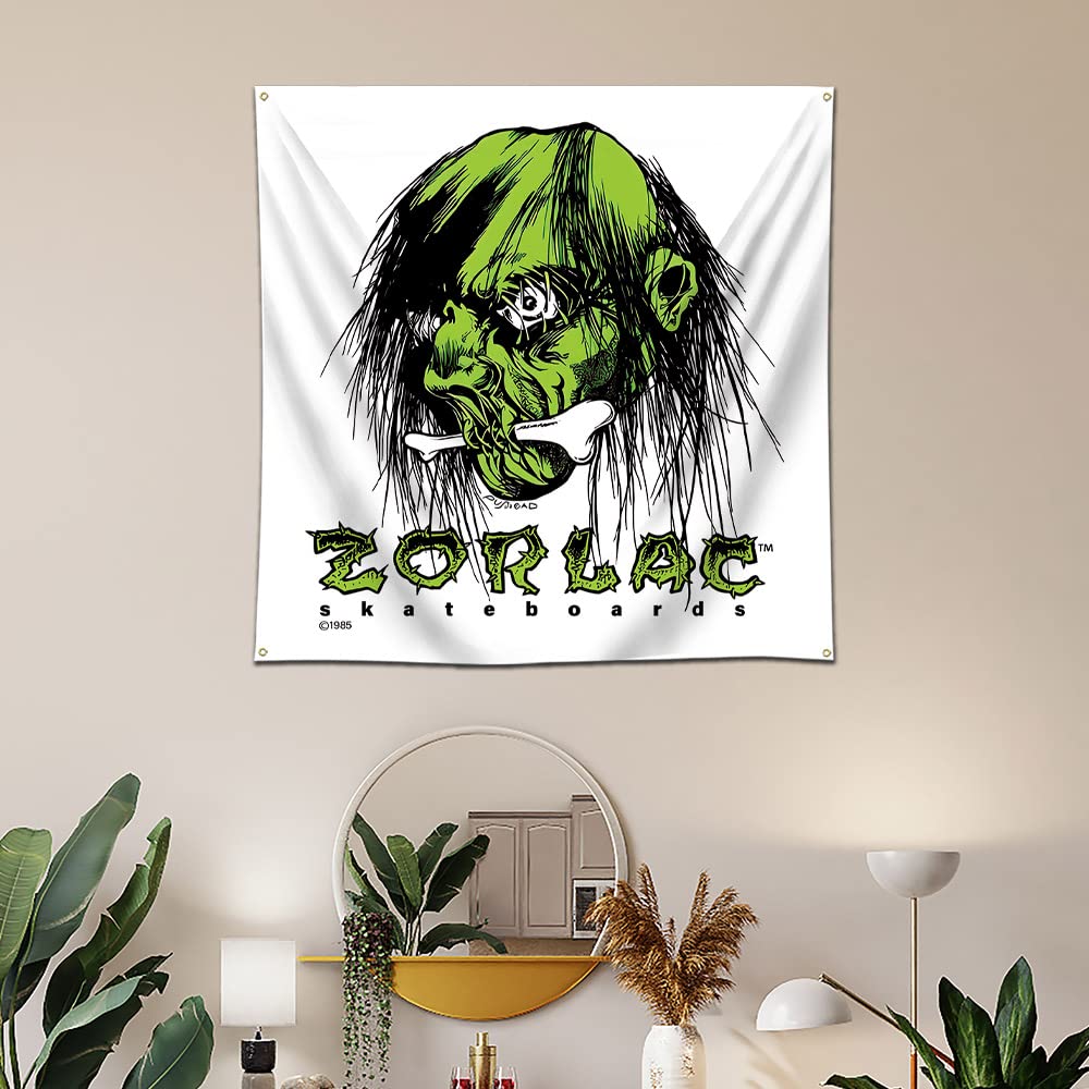 zorlac ポスター タペストリー　鬼レア　thrasher HOKIDO Zorlac Skateboard Banner PusHead Shrunken Head Flag