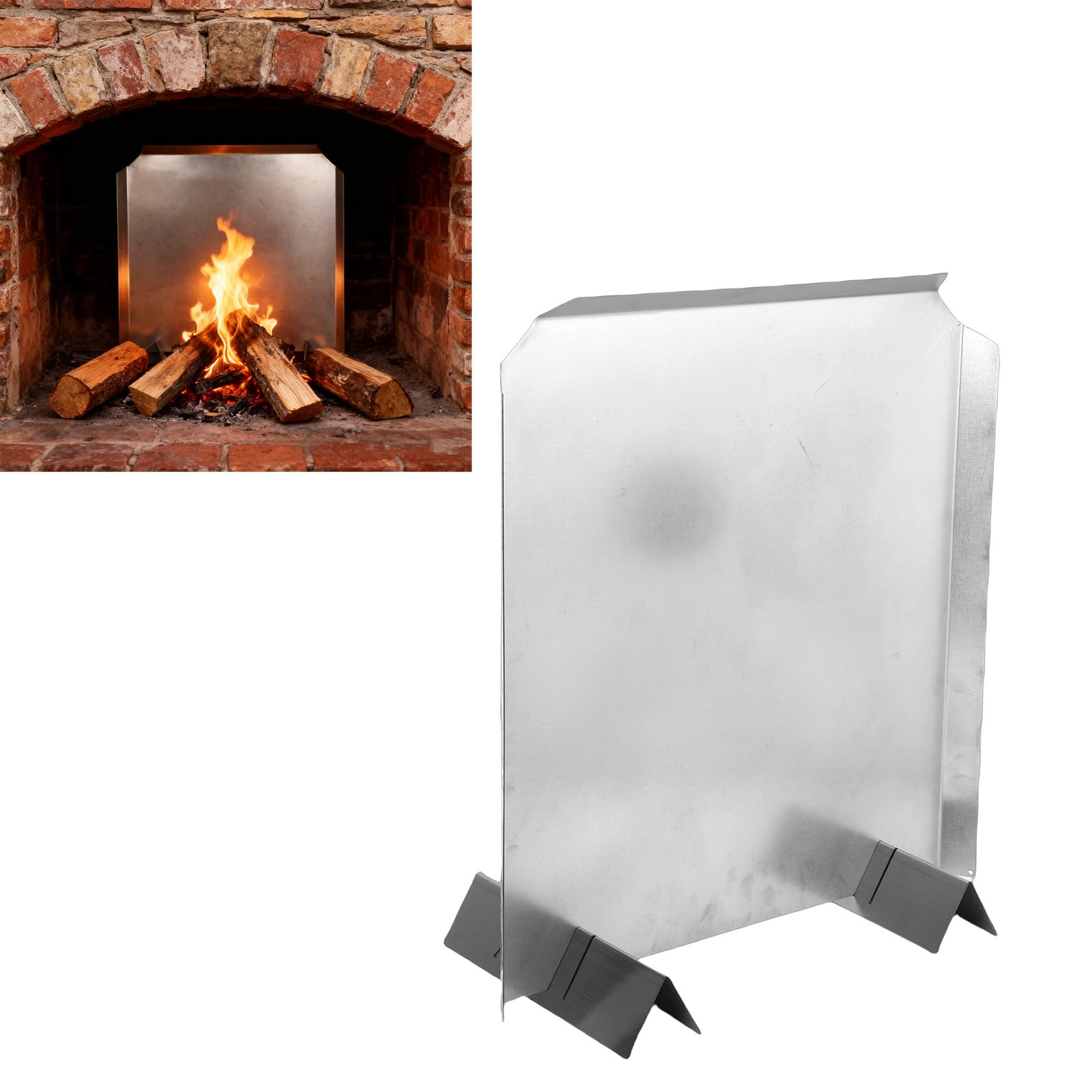 SIXRUN Piastra Posteriore per Camino Deflettore di Calore Regolabile in Acciaio Inossidabile per Uso Domestico 16x18 Pollici Efficiente Riflessione del Calore