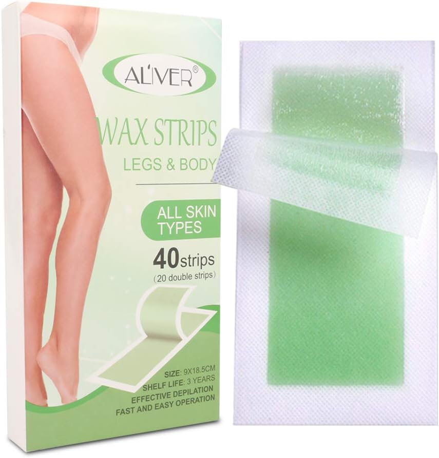 Wax Strips Hair Removal, No Wait Time, Keep Skin Smoothness, Fast & Easy At-Home Depilation, for Arms, Legs, Armpits, Face, Bikini Line, 40 Strips