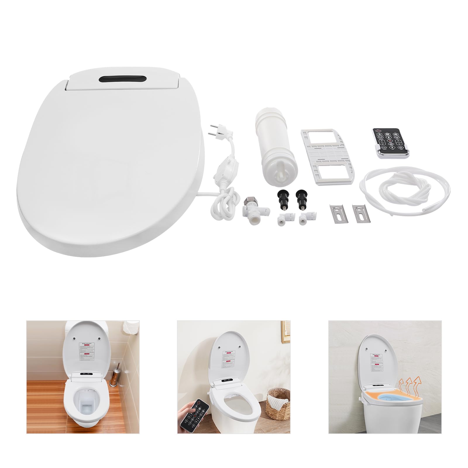 Asiento de inodoro, bidé electrónico con mando a distancia y filtro PP, múltiples modos de descarga, control preciso de temperatura, ahorro de energía, ducha eléctrica inteligente, lPX4