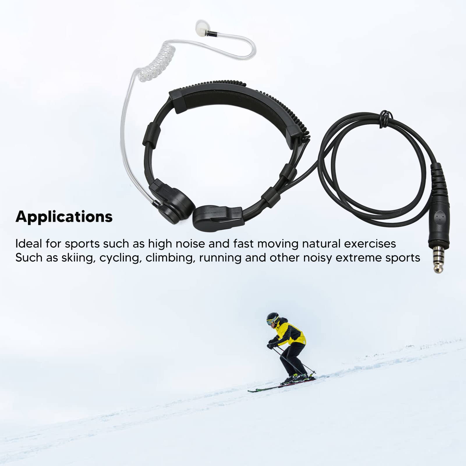 Septpenta Casque Micro Tactique pour Gorge avec U94 PTT pour Xtn600 SV22C SU220 XV2600 XU2600 2 Broches, Oreillette Stable et Fiable pour Le Ski, L'Alpinisme, d'autres Sports Extrêmes