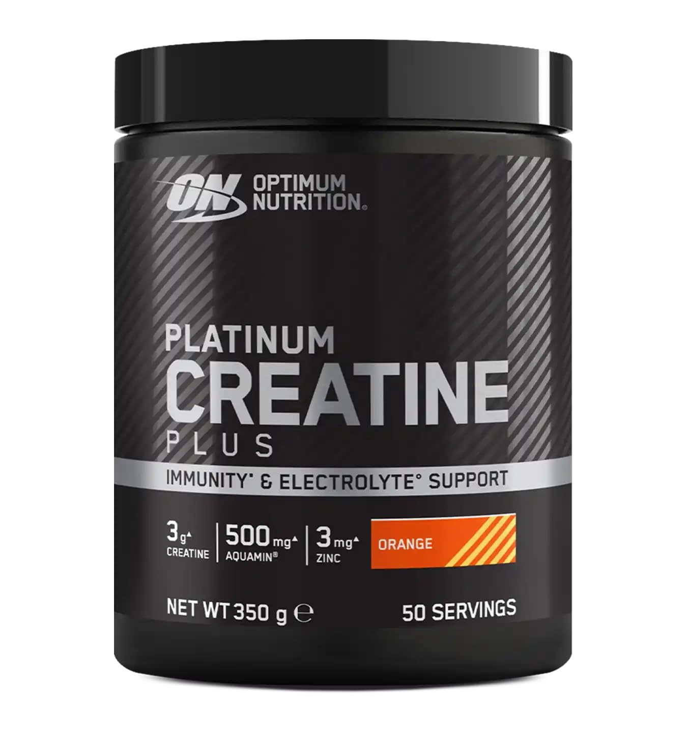 Optimum Nutrition Platinum Creatine Plus Proszek Kreatynowy, Pomarańcza, 350g, 50 Porcji | Pomarańczowy, 3 g kreatyny CreaBev na porcję, wspiera wydajność podczas intensywnych ćwiczeń