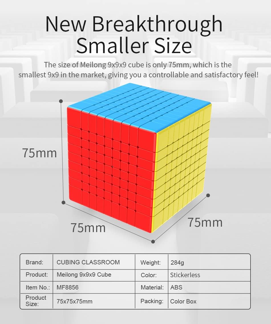 Funnygoo Moyu Mofang Jioshi Meilong 9x9 Cubo mágico de nueve capas – Puzzle MFJS 9x9 con soporte (multicolor sin autoadhesivos)