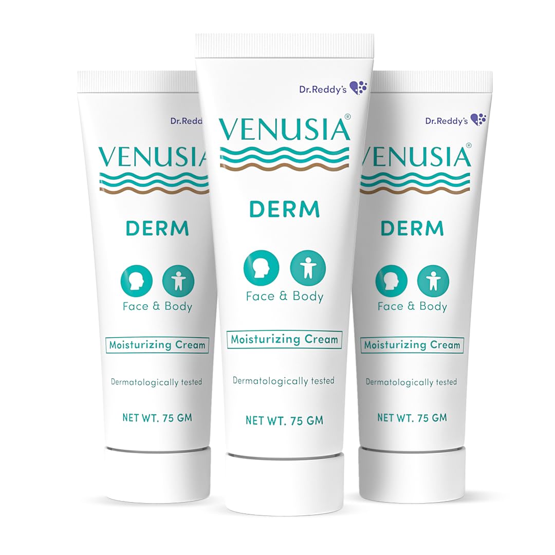 VENUSIA Dr. Reddy's Derm Moisturizing Cream | 24-hour Intense Hydration | Skin Barrier Repair | For Dry to Very Dry Skin | 4 Natural Butters | Hypoallergenic | 100ml (Pack of 3)