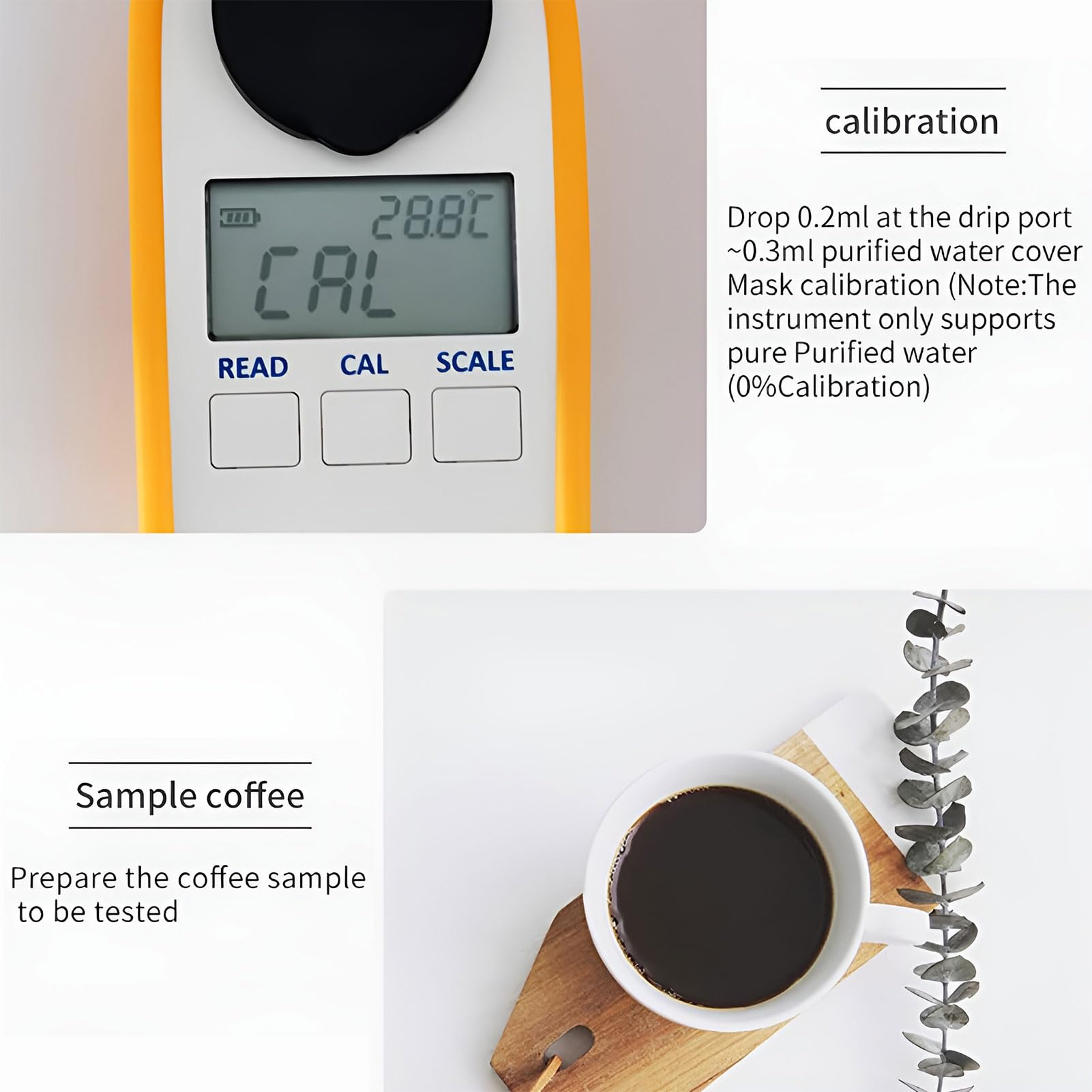 Rifrattometro digitale Brix, misuratore di concentrazione di caffè per Brix 0-50% e TDS 0-25%, idrometro elettronico con compensazione della temperatura per frutta, alimenti e bevande
