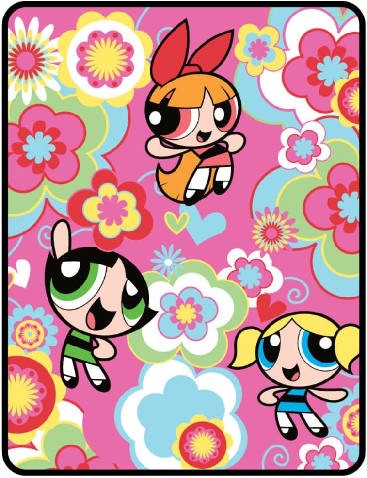 Power Puff Girls Bedding Super Soft Micro Raschel Throw, 46 in x 60 in, (Official Licensed Power Puff Girls Product) by Franco Collectibles