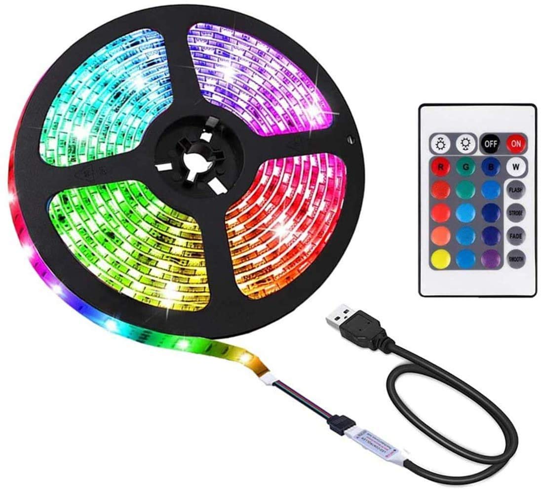 Gluckluz 2M LED Strip Light TV Bias Backlight Kit for HDTV Desktop PC Fish Tank Decorations, Waterproof RGB Monitor Lighting with Remote Control, USB Powered, multi color