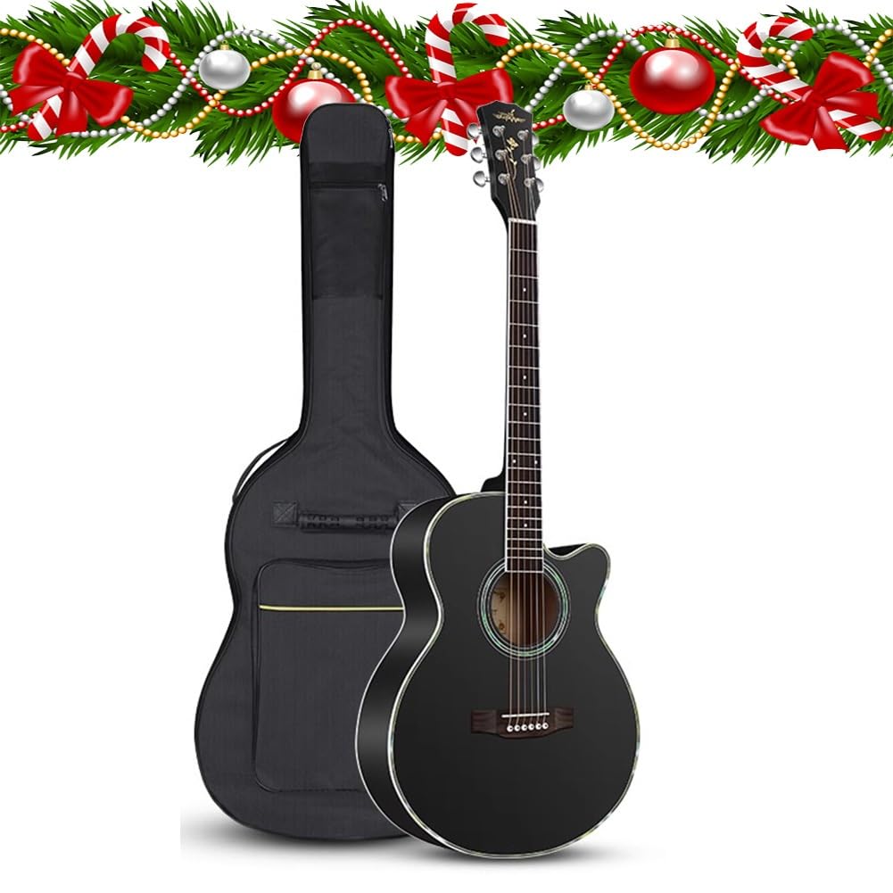Akustikgitarren-Set in voller Größe mit Gigbag, Gurt, Stimmgerät, Cutaway-Design für Anfänger und Erwachsene