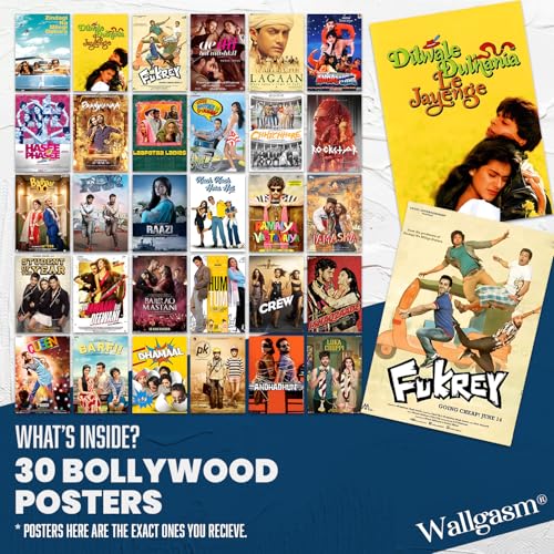 Image of Wallgasm Bollywood Movie Posters - Set of 30, 4x6 Inches Posters | Poster Set For Room, Wall Art for Bedroom, Gym, Office