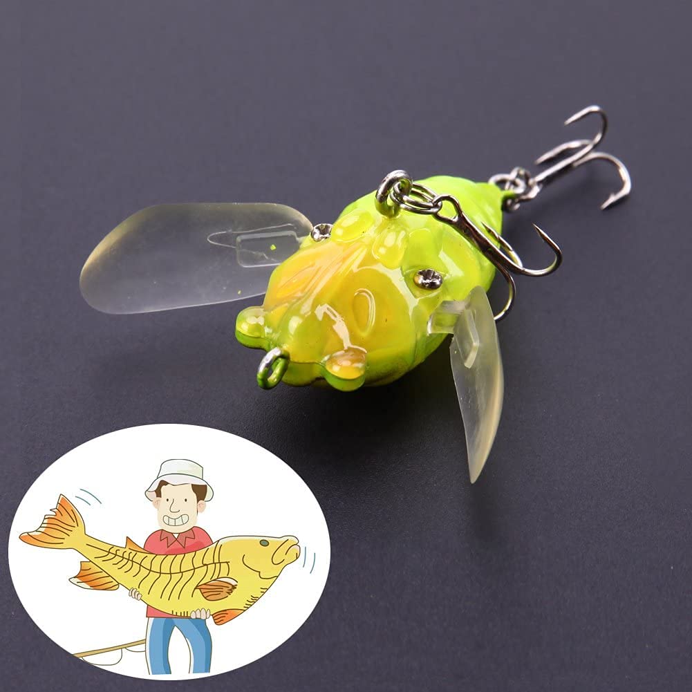 U-M Señuelo Duro Semi-Insectos Cigarra Cebo de Pesca Black Bass 5Cm 6.5G Amarillo