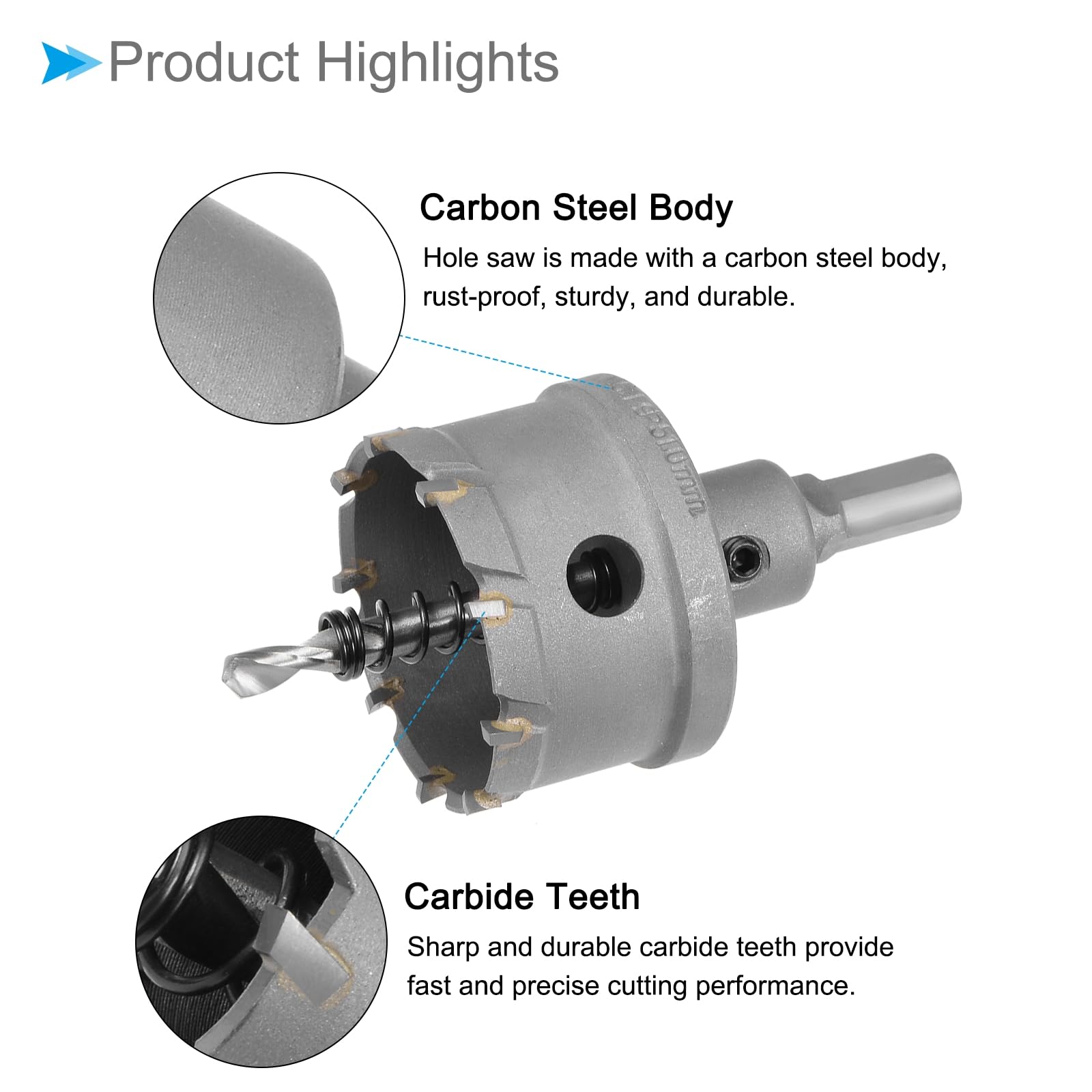 CoCud Hole Saw, 51mm Cutting Diameter, Carbide Tipped Tooth Hole Cutter Drill Bit - Image 4